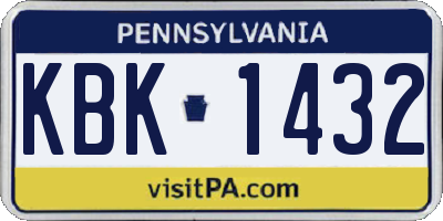 PA license plate KBK1432