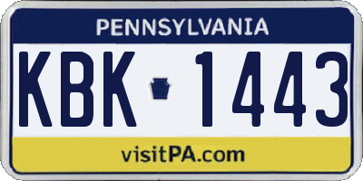 PA license plate KBK1443