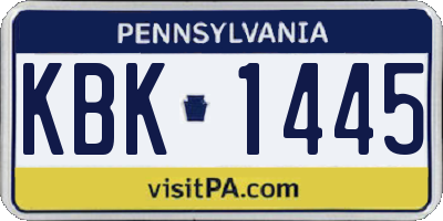PA license plate KBK1445