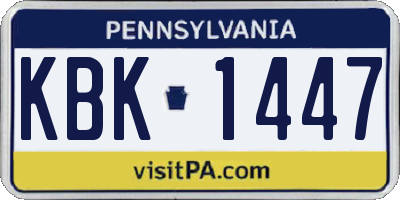 PA license plate KBK1447