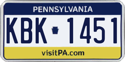 PA license plate KBK1451