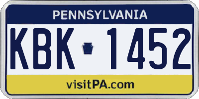 PA license plate KBK1452