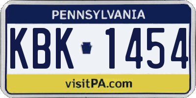 PA license plate KBK1454