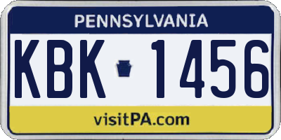 PA license plate KBK1456