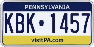 PA license plate KBK1457