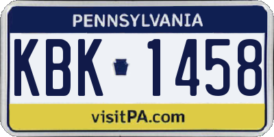 PA license plate KBK1458