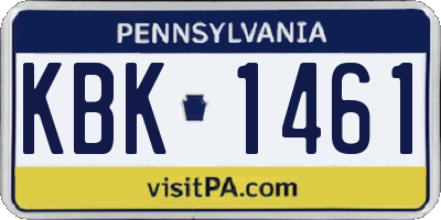 PA license plate KBK1461