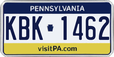PA license plate KBK1462