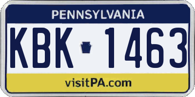 PA license plate KBK1463