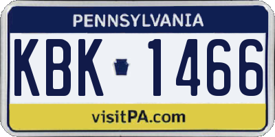 PA license plate KBK1466