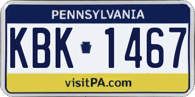PA license plate KBK1467