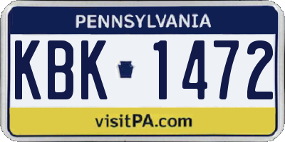 PA license plate KBK1472
