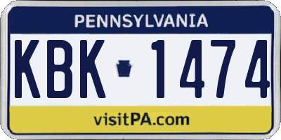 PA license plate KBK1474