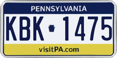 PA license plate KBK1475