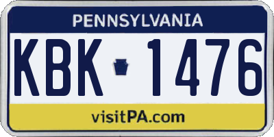PA license plate KBK1476