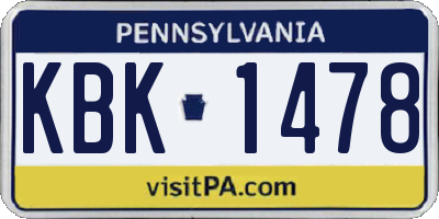 PA license plate KBK1478