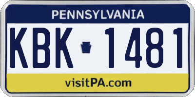 PA license plate KBK1481