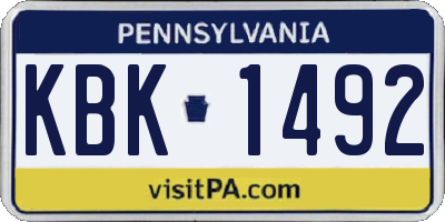 PA license plate KBK1492