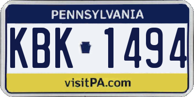 PA license plate KBK1494