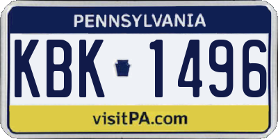 PA license plate KBK1496