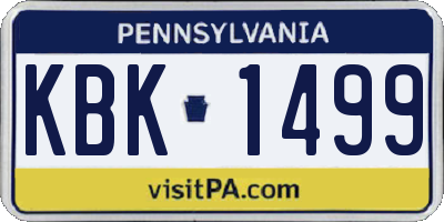 PA license plate KBK1499