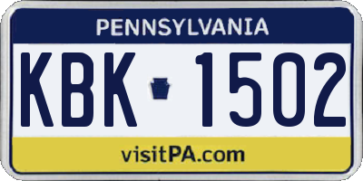 PA license plate KBK1502