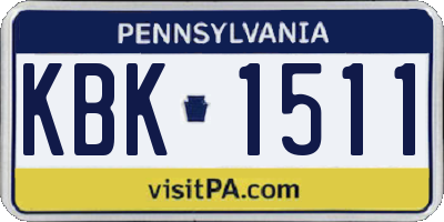 PA license plate KBK1511