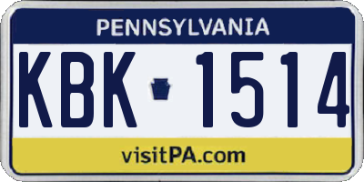 PA license plate KBK1514