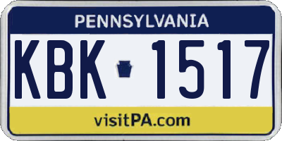 PA license plate KBK1517