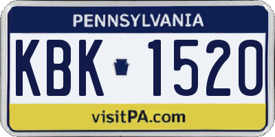 PA license plate KBK1520