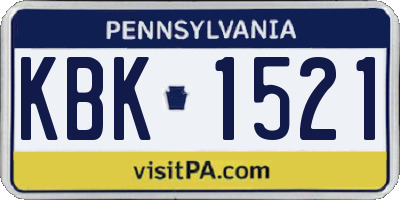 PA license plate KBK1521