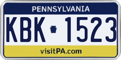 PA license plate KBK1523