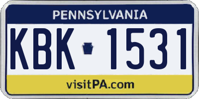 PA license plate KBK1531