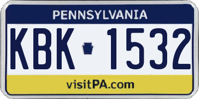 PA license plate KBK1532