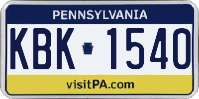 PA license plate KBK1540