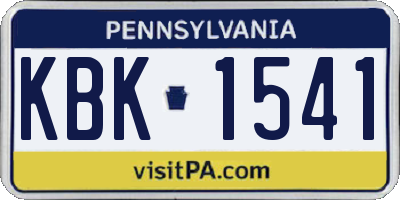 PA license plate KBK1541