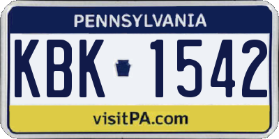 PA license plate KBK1542