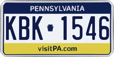 PA license plate KBK1546