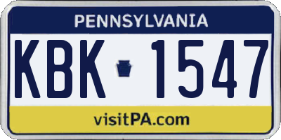 PA license plate KBK1547