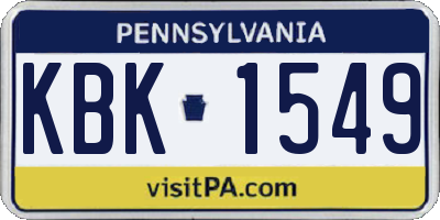 PA license plate KBK1549
