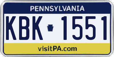 PA license plate KBK1551