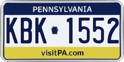 PA license plate KBK1552