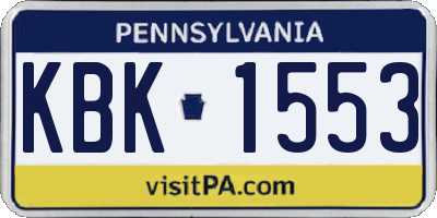PA license plate KBK1553