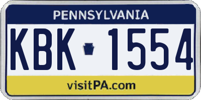 PA license plate KBK1554