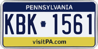 PA license plate KBK1561