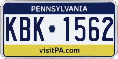 PA license plate KBK1562