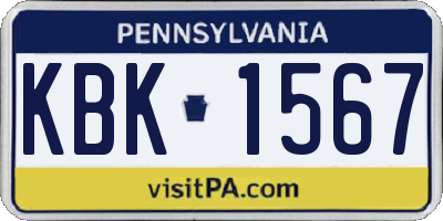 PA license plate KBK1567