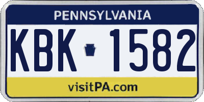 PA license plate KBK1582