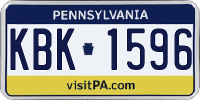 PA license plate KBK1596