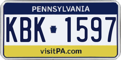PA license plate KBK1597